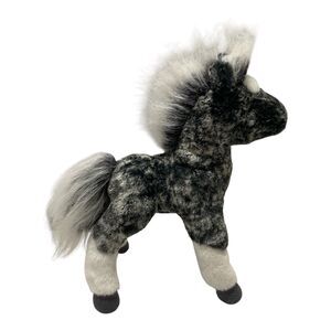 Douglas Horse Cuddle Toy Stuffed Plush Black and White 12 Inch X 10.5 Inch
